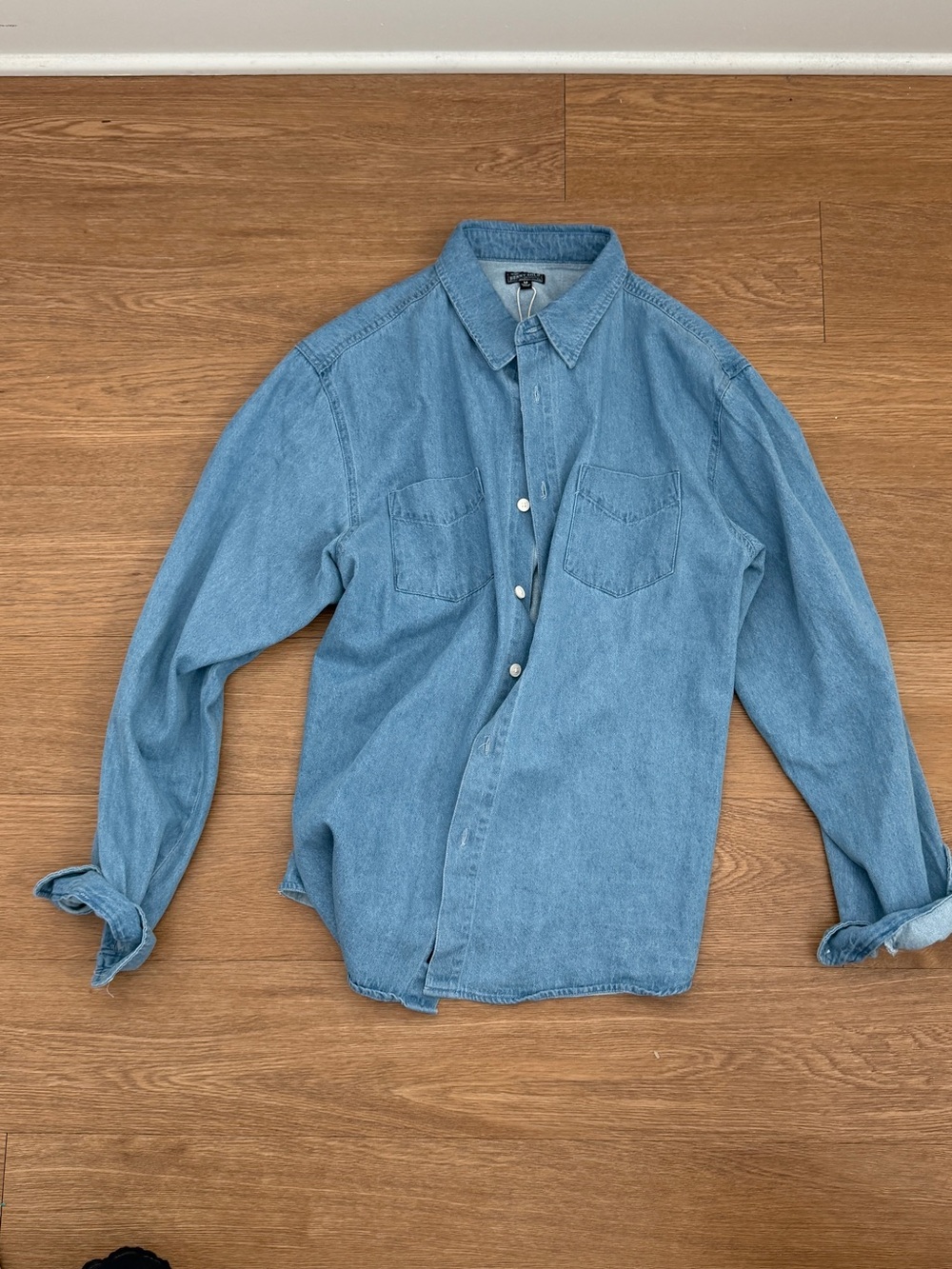 Light Blue Denim Button-Up Shirt - Casual Men's Shirt